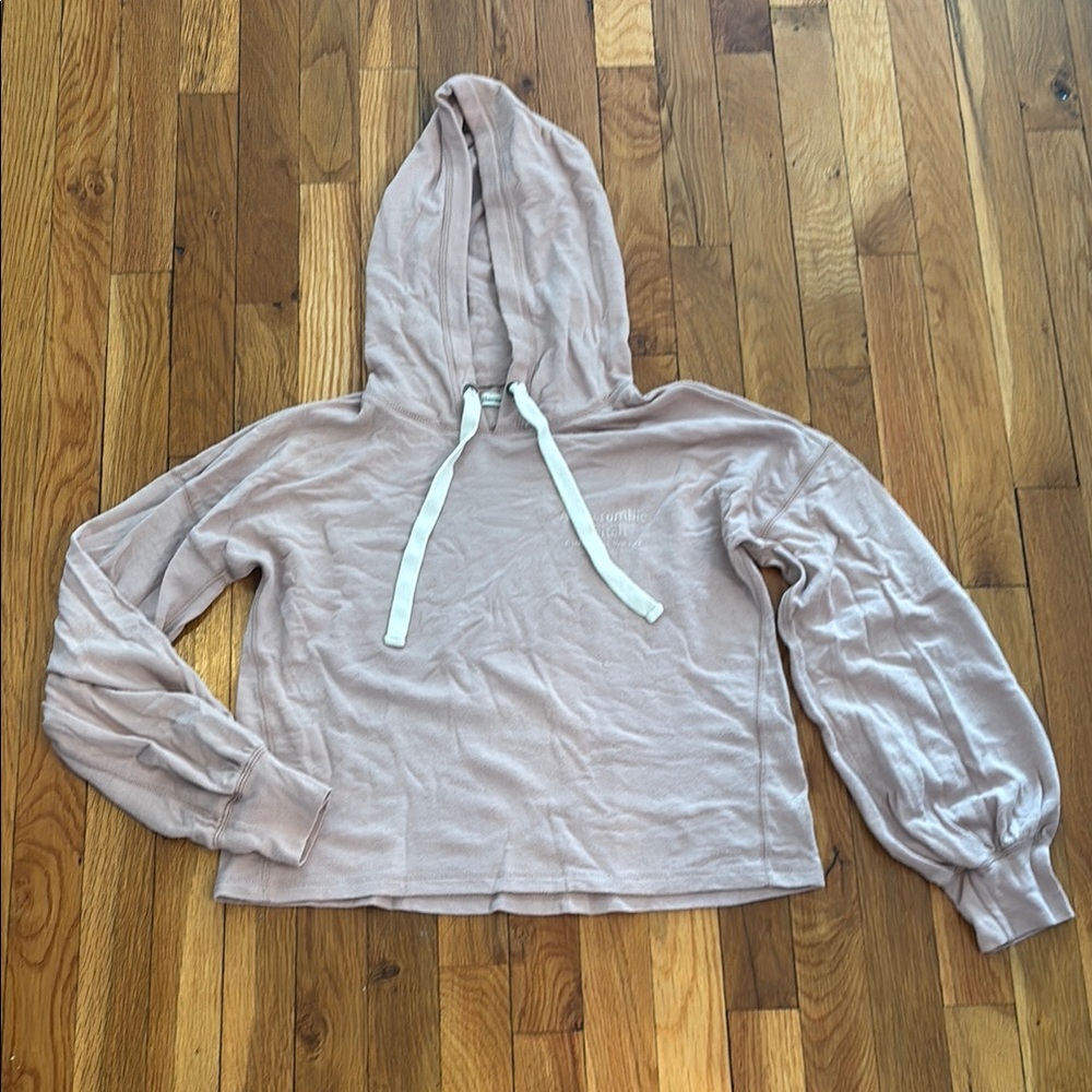 Abercrombie & Fitch Gray Cropped Hoodie Relaxed Fit